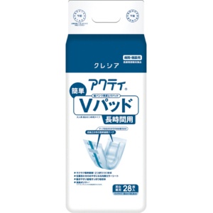 日本製紙クレシア　アクティ　紙パンツ用尿とりパッド　簡単Ｖパッド　長時間用　１セット（１６８枚：２８枚×６パック）1