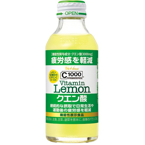ハウスウェルネスフーズ　Ｃ１０００ビタミンレモン　クエン酸　１４０ｍｌ　瓶　１ケース（３０本）1