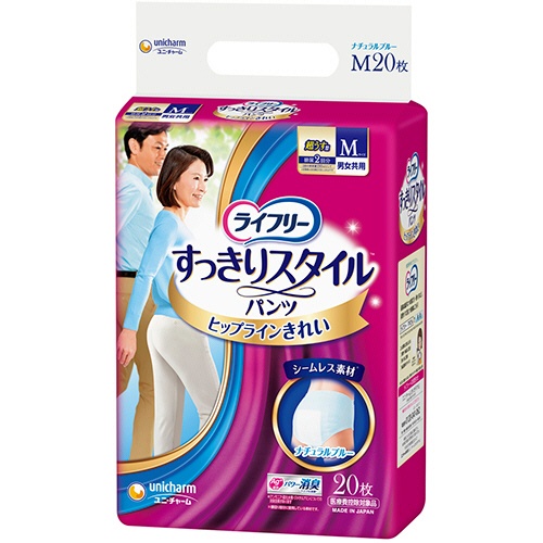 ユニ・チャーム　ライフリー　すっきりスタイルパンツ　ブルー　Ｍ　１セット（６０枚：２０枚×３パック）1