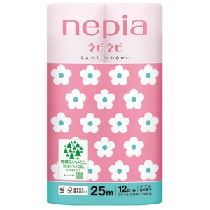 王子ネピア　ネピネピ　トイレットロール　ダブル　２５ｍ　桜の香り（桜色）　１セット（７２ロール：１２ロール×６パック）2