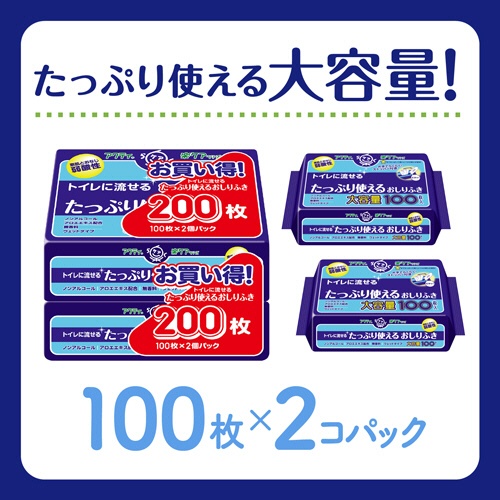 日本製紙クレシア　アクティ　トイレに流せるたっぷり使えるおしりふき　１セット（２４００枚：２００枚×１２パック）3