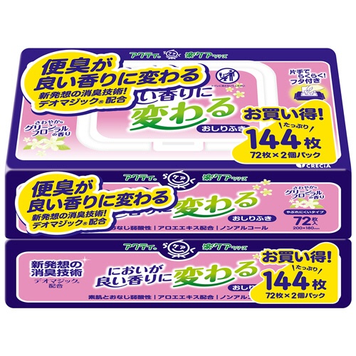 日本製紙クレシア　アクティ　においが良い香りに変わるおしりふき　１セット（８６４枚：１４４枚×６パック）1