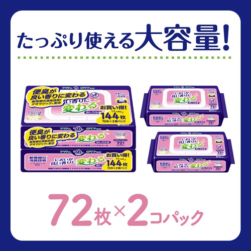 日本製紙クレシア　アクティ　においが良い香りに変わるおしりふき　１セット（８６４枚：１４４枚×６パック）3