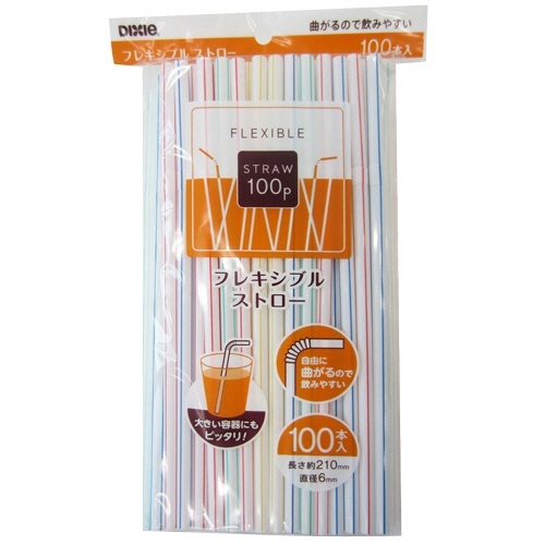 日本デキシー　曲がるストロー　４色アソート　ＫＳＴ６０１ＦＳ　１セット（３００本：１００本×３パック）3