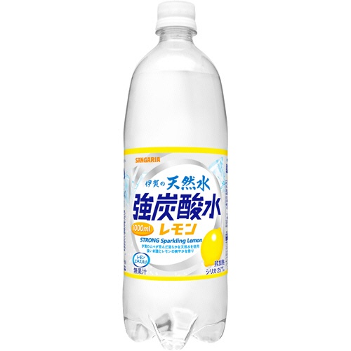 サンガリア　伊賀の天然水　強炭酸水　レモン　１Ｌ　ペットボトル　１ケース（１２本）1