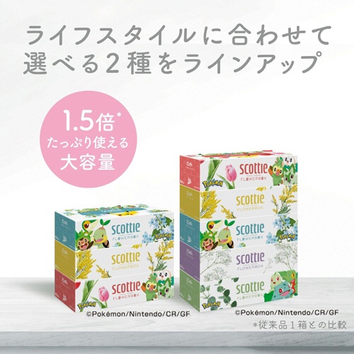 日本製紙クレシア　スコッティ　ティシュー　フラワーボックス　ポケモン　２５０組／箱　１セット（５４箱：３箱×１８パック）7