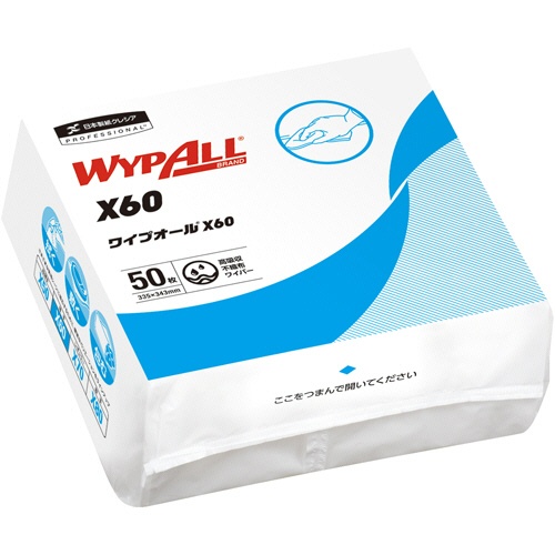 日本製紙クレシア　ワイプオールＸ６０　４つ折り　薄手　１セット（９００枚：５０枚×１８パック）1