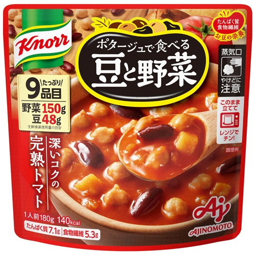 味の素　クノール　ポタージュで食べる豆と野菜　深いコクの完熟トマト　１８０ｇ　１セット（２１食）1