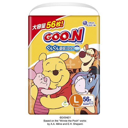 大王製紙　グーン　ぐんぐん吸収パンツ　Ｌサイズ（９－１４ｋｇ）　１セット（１６８枚：５６枚×３パック）1