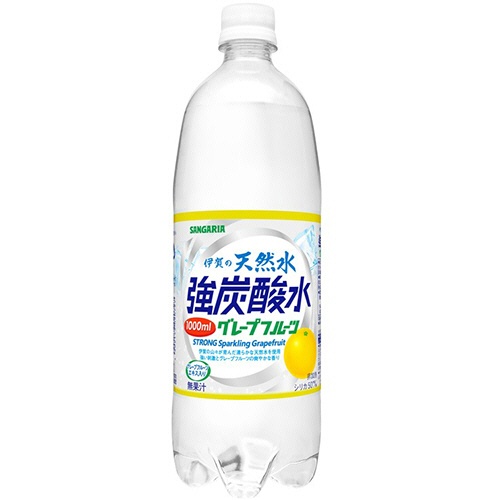 サンガリア　伊賀の天然水　強炭酸水　グレープフルーツ　１Ｌ　ペットボトル　１セット（２４本：１２本×２ケース）1