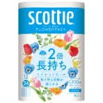 日本製紙クレシア　スコッティ　２倍巻き　フラワーパック　シングル　芯あり　１００ｍ　１セット（４８ロール：１２ロール×４パック）