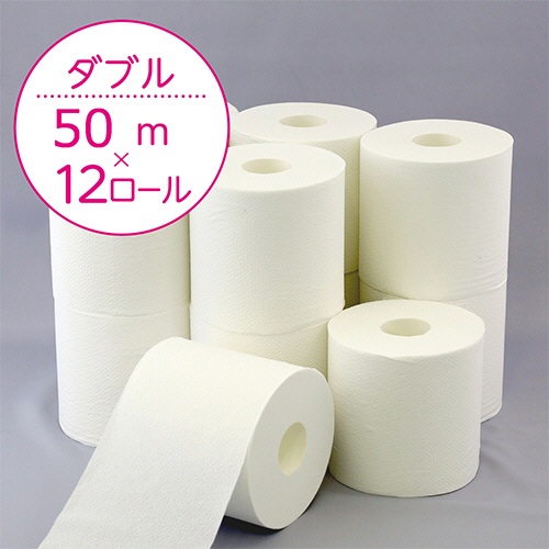 日本製紙クレシア　スコッティ　２倍巻き　フラワーパック　ダブル　芯あり　５０ｍ　１セット（４８ロール：１２ロール×４パック）4
