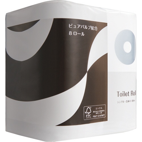 ＴＡＮＯＳＥＥ　トイレットペーパー　パルプブレンド　シングル　芯あり　８０ｍ　１セット（９６ロール：８ロール×１２パック）1