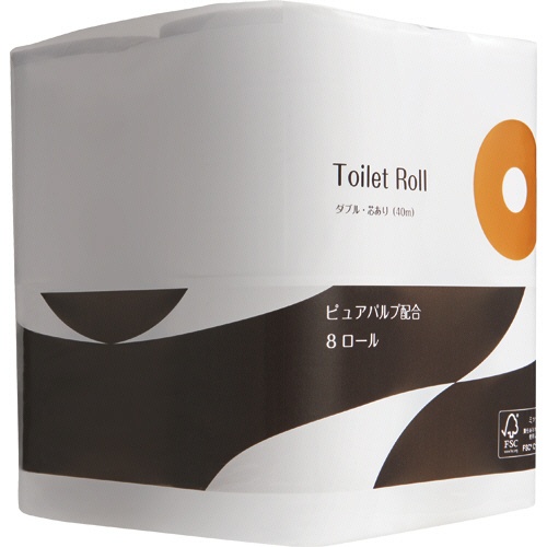 ＴＡＮＯＳＥＥ　トイレットペーパー　パルプブレンド　ダブル　芯あり　４０ｍ　１セット（９６ロール：８ロール×１２パック）1