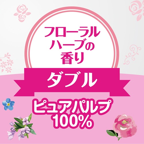 日本製紙クレシア　クリネックス　コンパクト　フラワープリント　ダブル　芯あり　３７．５ｍ　香り付き　１セット（６４ロール：８ロール×８パック）5