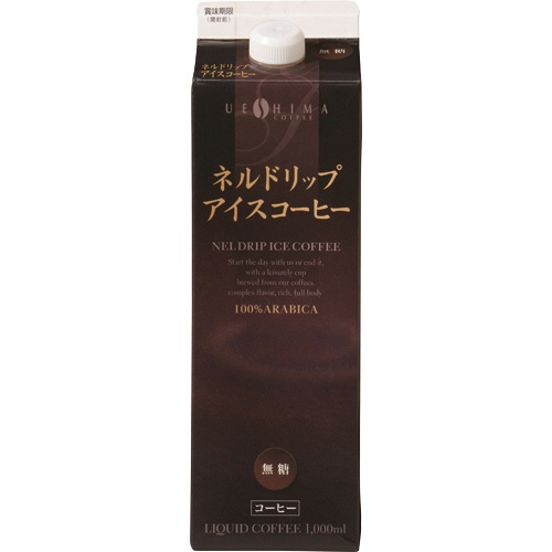ウエシマコーヒー　ネルドリップアイスコーヒー　無糖　１Ｌ　紙パック（口栓付）　１ケース（６本）1