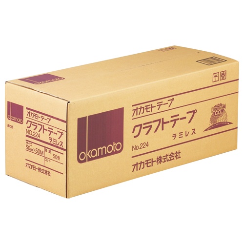オカモト　クラフトテープラミレス　Ｎｏ．２２４　５０ｍｍ×５０ｍ　厚み約０．１４ｍｍ　Ｎｏ．２２４－５０　１セット（５０巻）1