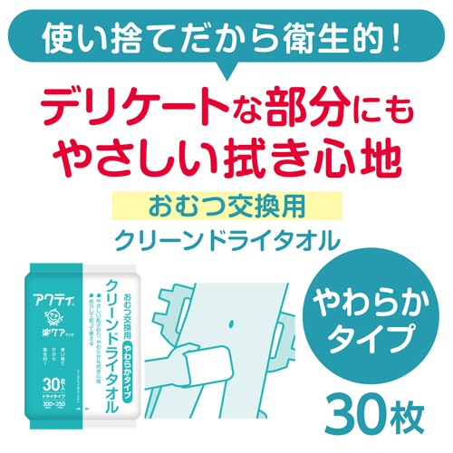 日本製紙クレシア　アクティ　クリーンドライタオル　やわらかタイプ　１セット（１８０枚：３０枚×６パック）2