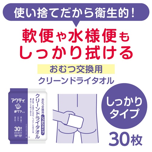 日本製紙クレシア　アクティ　クリーンドライタオル　しっかりタイプ　１セット（６０枚：３０枚×２パック）2