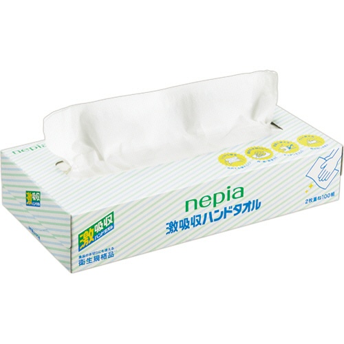 王子ネピア　ネピア　激吸収ハンドタオル　１００組／箱　１セット（６０箱：５箱×１２パック）2