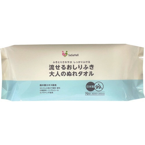 昭和紙工　流せるおしりふき　大人のぬれタオル　１セット（２１６０枚：７２枚×３０パック）1