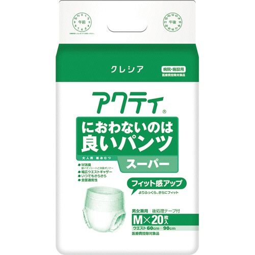 日本製紙クレシア　アクティ　におわないのは良いパンツ　スーパー　Ｍ　１セット（８０枚：２０枚×４パック）1