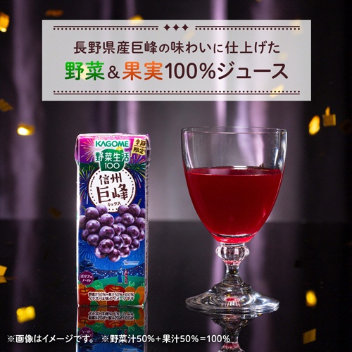 カゴメ　野菜生活１００　信州巨峰ミックス　１９５ｍＬ　紙パック　１ケース（２４本）2