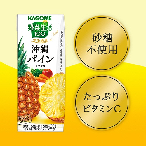 カゴメ　野菜生活１００　本日の逸品　沖縄パインミックス　１９５ｍＬ　紙パック　１セット（４８本：２４本×２ケース）3