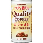 サンガリア　コクと香りのクオリティコーヒー　カフェオレ　１８５ｇ　缶　１ケース（３０本）