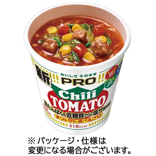 日清食品　カップヌードルＰＲＯ　高たんぱく＆低糖質さらに塩分控えめ　チリトマトヌードル　８０ｇ　１ケース（１２食）1