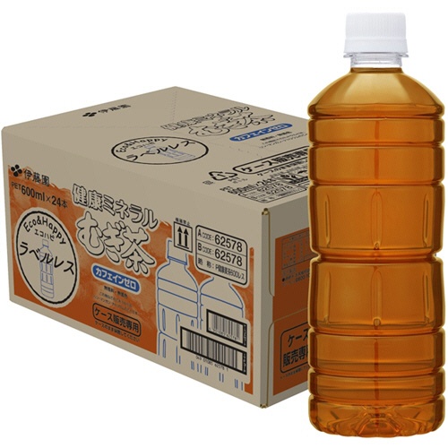 伊藤園　健康ミネラルむぎ茶　ラベルレス　６００ｍＬ　ペットボトル　１セット（４８本：２４本×２ケース）2