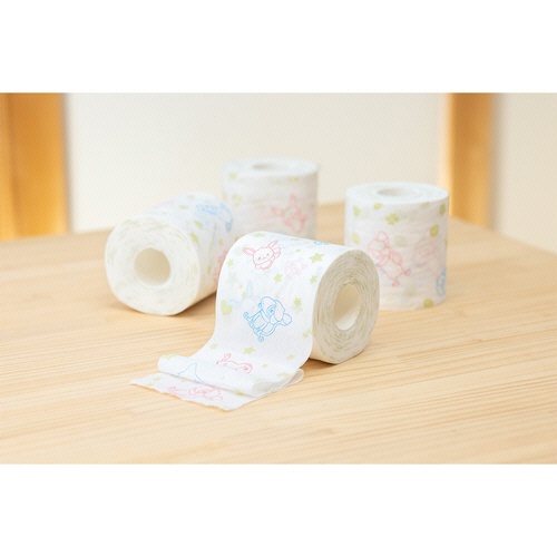 丸富製紙　トイレットペーパー　モンポケ　パルプ　芯あり　ダブル　２５ｍ　１セット（９６ロール：１２ロール×８パック）2