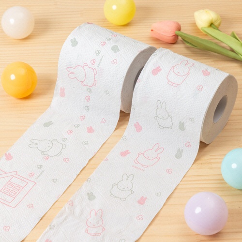 丸富製紙　トイレットペーパ－　ミッフィー　再生紙　芯あり　ダブル　２５ｍ　１セット（９６ロール：１２ロール×８パック）2