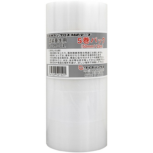 ダイヤテックス　パイオラン　塗装養生テープ　５０ｍｍ×２５ｍ　クリア　Ｙ－０９－ＣＬ　５０Ｘ２５　５Ｐ　１セット（９０巻：５巻×１８パック）1