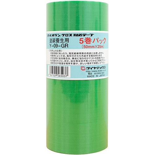 ダイヤテックス　パイオラン　塗装養生テープ　５０ｍｍ×２５ｍ　グリーン　Ｙ－０９－ＧＲ　５０Ｘ２５　５Ｐ　１セット（９０巻：５巻×１８パック）1