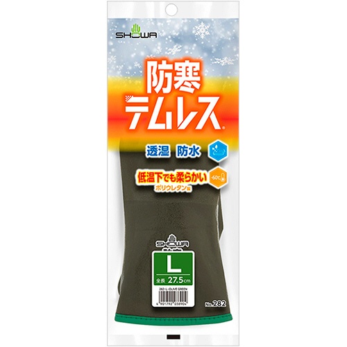 ショーワグローブ　Ｎｏ．２８２　防寒テムレス　Ｌ　オリーブグリーン　ＮＯ．２８２－ＯＧ－Ｌ　１セット（６０双）2