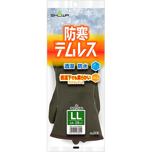 ショーワグローブ　Ｎｏ．２８２　防寒テムレス　ＬＬ　オリーブグリーン　ＮＯ．２８２－ＯＧ－ＬＬ　１セット（６０双）2