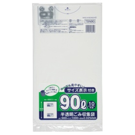 ジャパックス　容量表示入りポリ袋　乳白半透明　９０Ｌ　ＴＳＮ９０　１セット（３００枚：１０枚×３０パック）