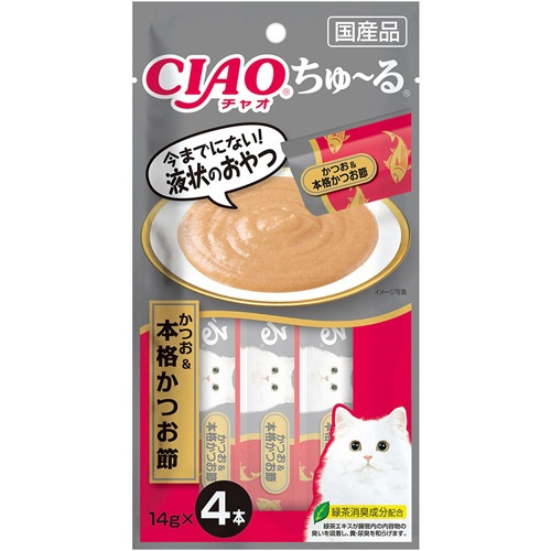 いなばペットフード　チャオ　ちゅーる　かつお＆本格かつお節　１４ｇ／本　１セット（２４本：４本×６パック）1