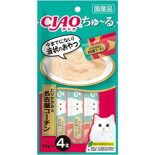 いなばペットフード　チャオ　ちゅーる　とりささみ＆名古屋コーチン　１４ｇ／本　１セット（２４本：４本×６パック）1