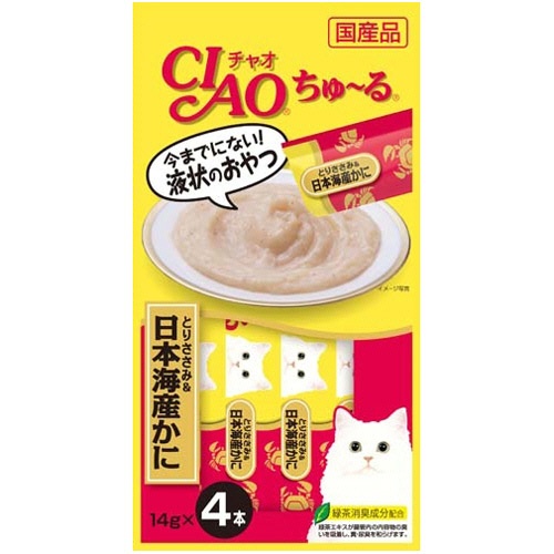 いなばペットフード　チャオ　ちゅーる　とりささみ＆日本海産かに　１４ｇ／本　１セット（２４本：４本×６パック）1