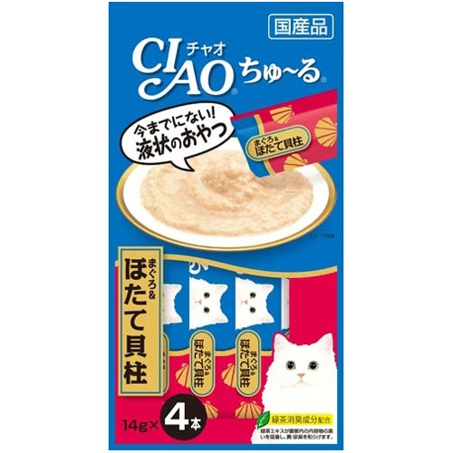 いなばペットフード　チャオ　ちゅーる　まぐろ＆ほたて貝柱　１４ｇ／本　１セット（２４本：４本×６パック）1