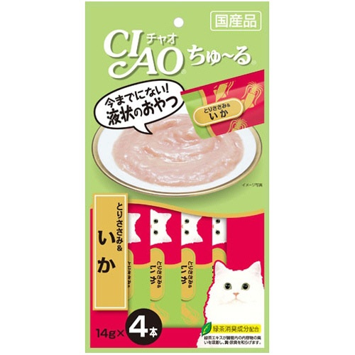 いなばペットフード　チャオ　ちゅーる　とりささみ＆いか　１４ｇ／本　１セット（２４本：４本×６パック）1