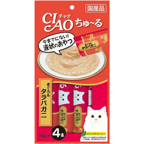 いなばペットフード　チャオ　ちゅーる　まぐろ＆タラバガニ　１４ｇ／本　１セット（２４本：４本×６パック）1