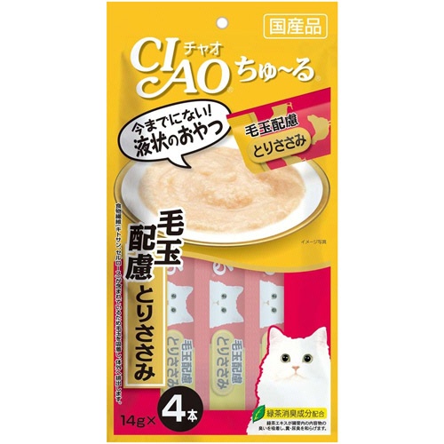 いなばペットフード　チャオ　ちゅーる　毛玉配慮　とりささみ　１４ｇ／本　１セット（２４本：４本×６パック）1