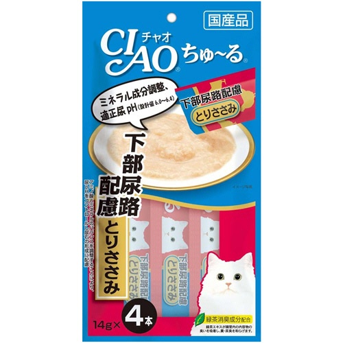 いなばペットフード　チャオ　ちゅーる　下部尿路配慮　とりささみ　１４ｇ／本　１セット（２４本：４本×６パック）1