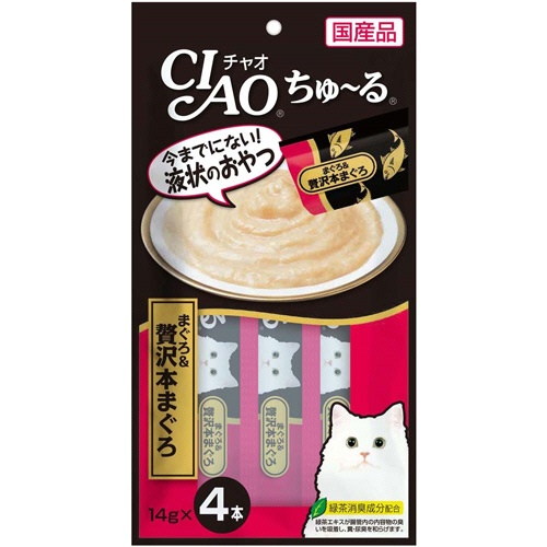 いなばペットフード　チャオ　ちゅーる　まぐろ＆贅沢本まぐろ　１４ｇ／本　１セット（２４本：４本×６パック）1