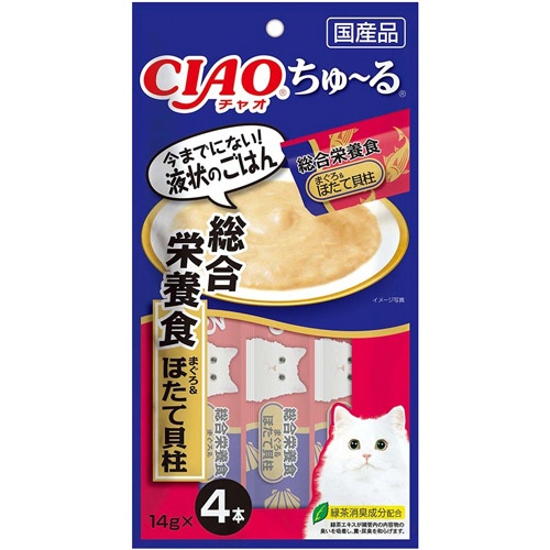 いなばペットフード　チャオ　ちゅーる　総合栄養食　まぐろ＆ほたて貝柱　１４ｇ／本　１セット（２４本：４本×６パック）1