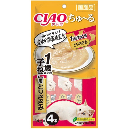 いなばペットフード　チャオ　ちゅーる　１歳までの子ねこ用　とりささみ　１４ｇ／本　１セット（２４本：４本×６パック）1