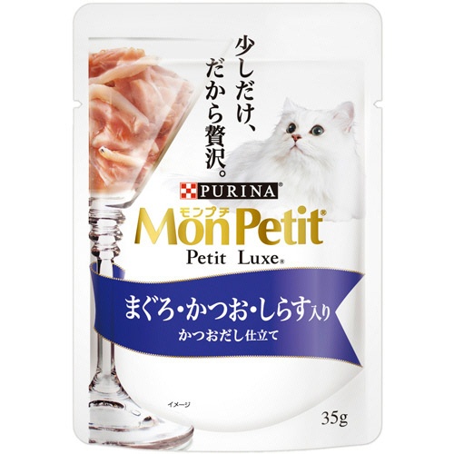ネスレ　モンプチ　プチリュクスパウチ　まぐろ・かつお・しらす入り　かつおだし仕立て　３５ｇ　１セット（１２パック）1
